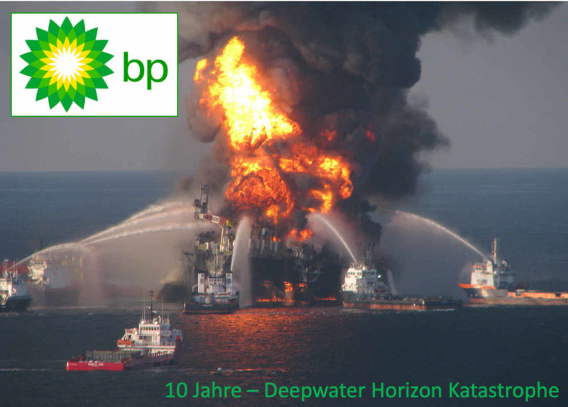 Brennende Ölplattform von BP Deepwater Horizon im Golf von Mexiko, 2010